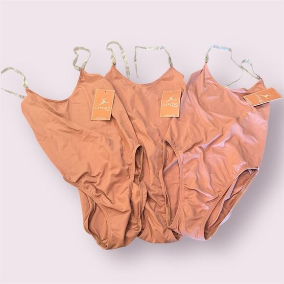 CAPEZIO Adjustable Strap Camisole Leotard Clear Straps Lot of 3 *NEW* - Picture 1 of 8